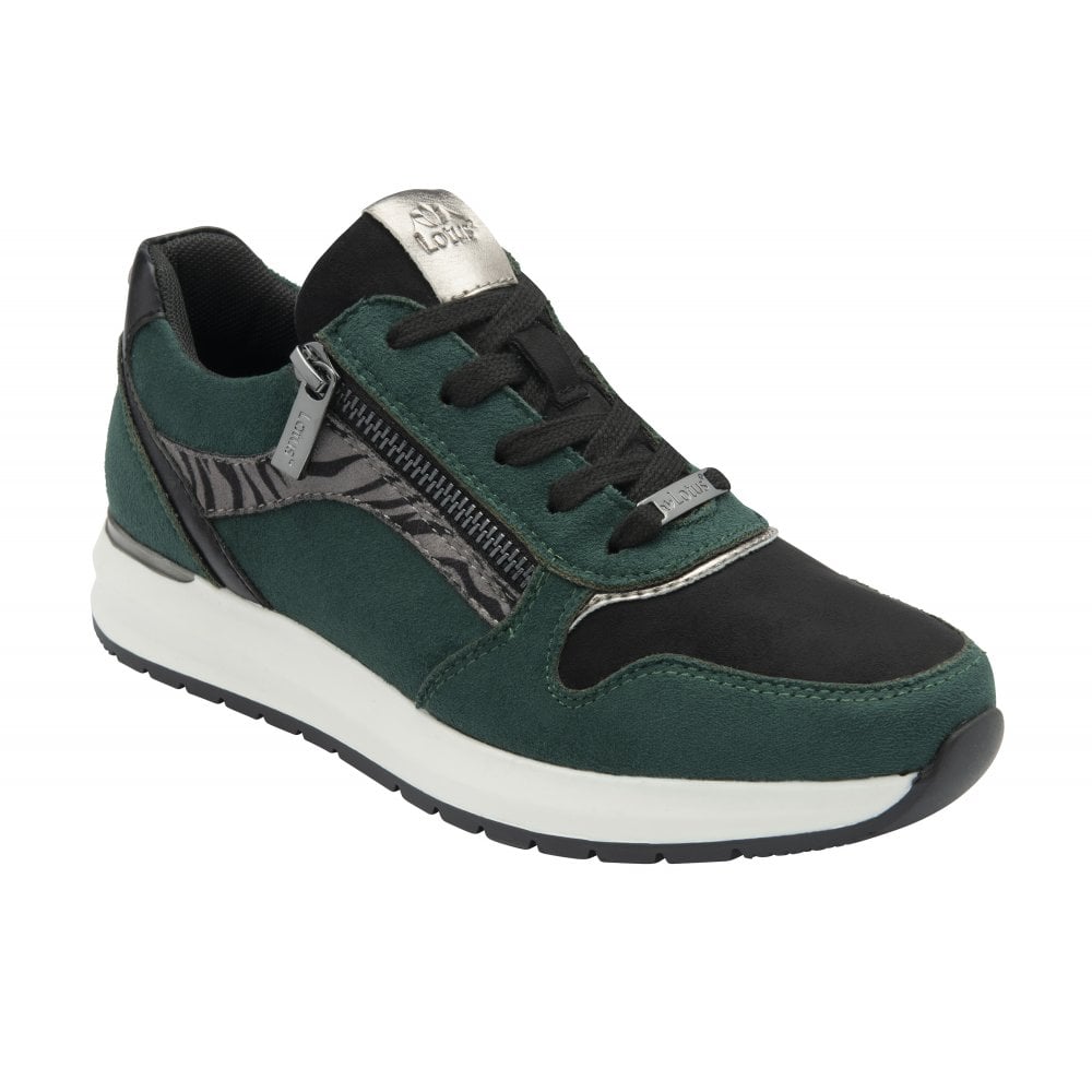 Lotus Venus Women's Zip Up / Lace Up Wedge Trainer Green Black
