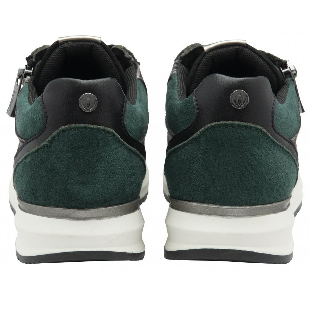 Lotus Venus Women's Zip Up / Lace Up Wedge Trainer Green Black