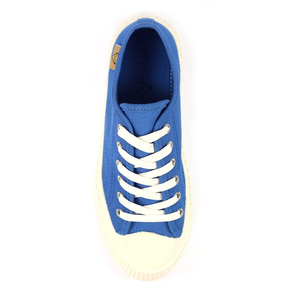 Lunar Jayne II Women's Chunky Sole Pump Canvas Trainer Mid Blue