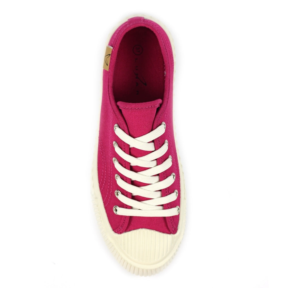 Lunar Jayne II Women's Chunky Sole Pump Canvas Trainer Raspberry