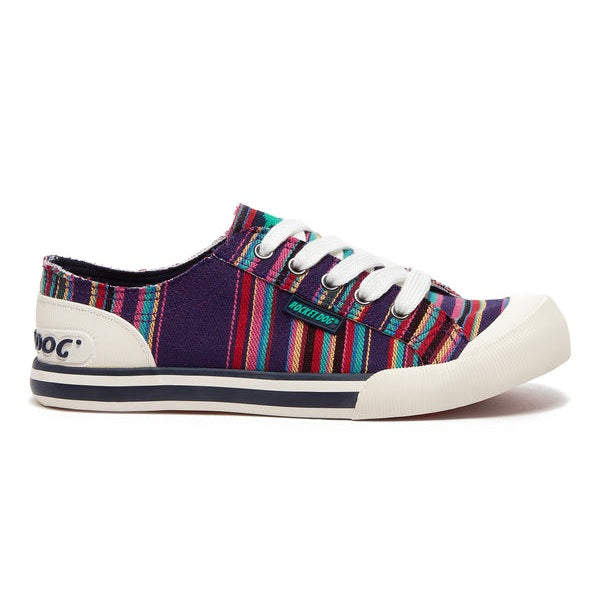 Rocket Dog Jazzin Aloe Women's Lace Up Canvas Trainer Purple Stripe