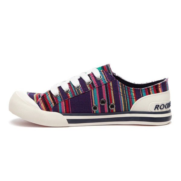 Rocket Dog Jazzin Aloe Women's Lace Up Canvas Trainer Purple Stripe
