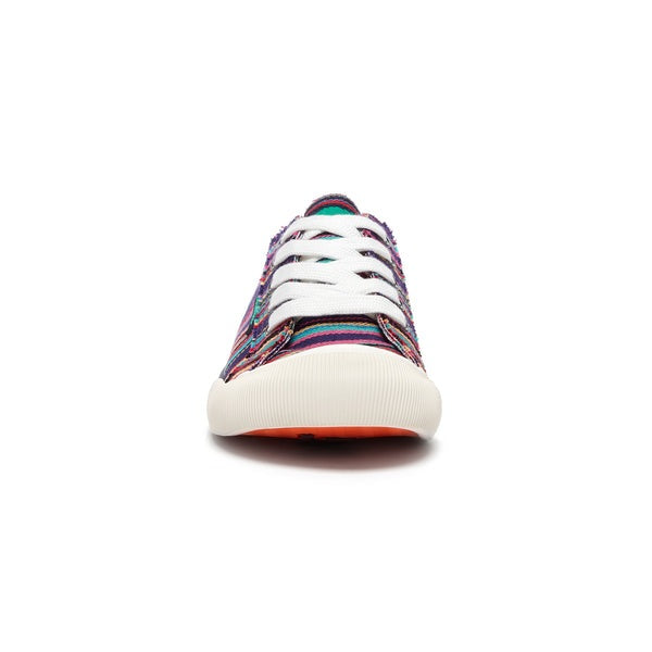 Rocket Dog Jazzin Aloe Women's Lace Up Canvas Trainer Purple Stripe