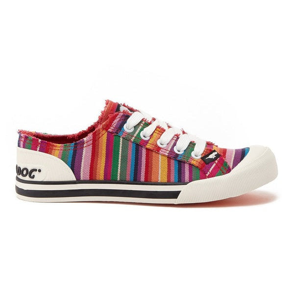 Rocket Dog Jazzin Eden Women's Lace Up Canvas Trainer Red Stripe