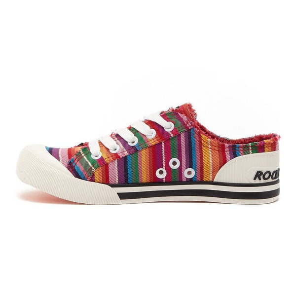 Rocket Dog Jazzin Eden Women's Lace Up Canvas Trainer Red Stripe