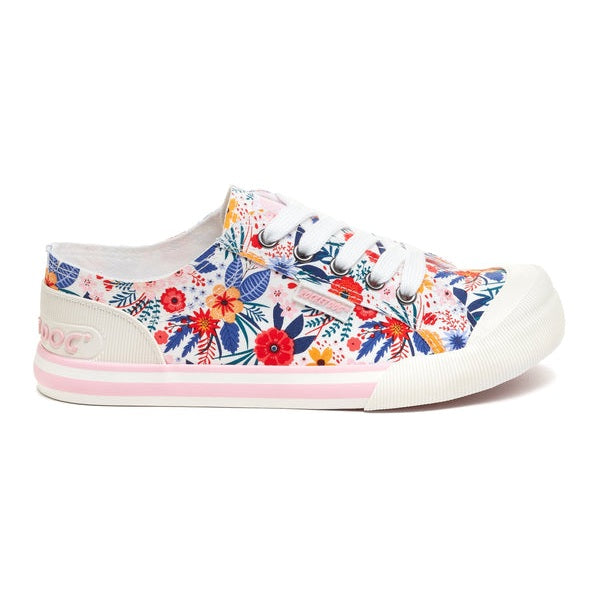 Rocket Dog Jazzin Malden Women's Lace Up Canvas Trainer White Floral