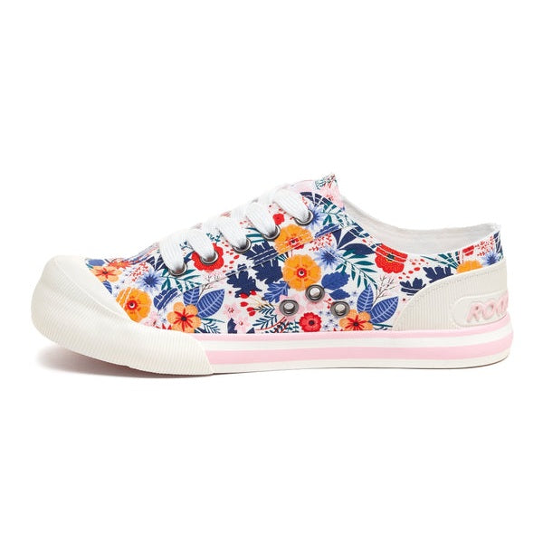 Rocket Dog Jazzin Malden Women's Lace Up Canvas Trainer White Floral
