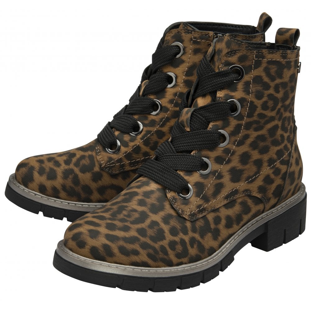 Lotus Jojo Women's Lace / Zip Up Ankle Boot Leopard Print