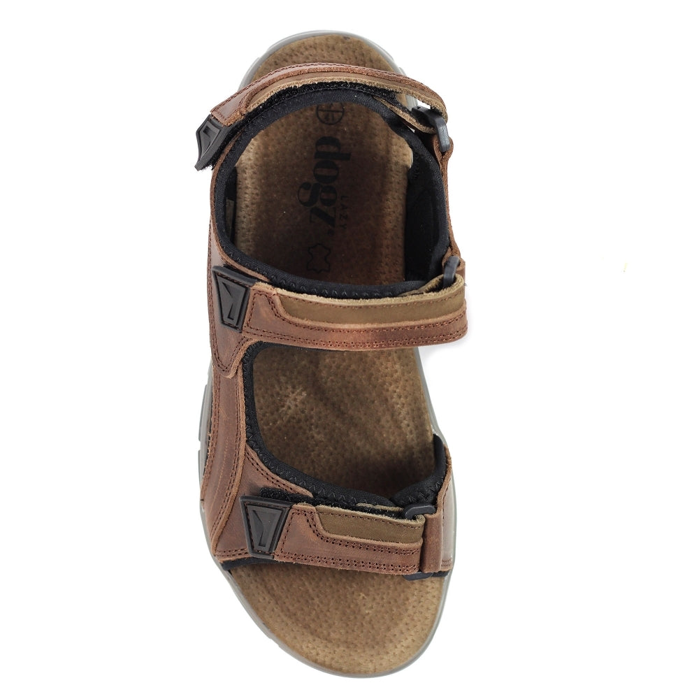 Lazy Dogz Lismore Men's 3 Strap Leather Sandal Brown