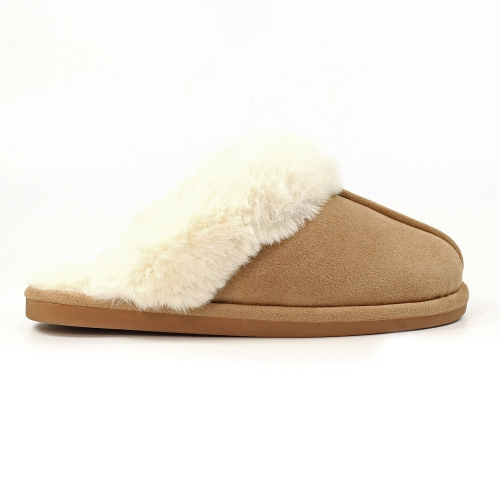 Lunar Margarita II Women's Fur Line Mule Slipper Taupe