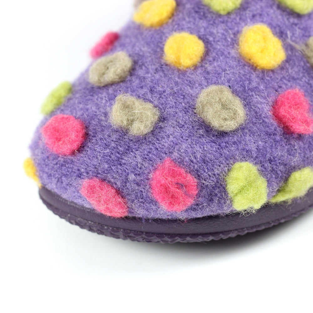 Lunar Montreal Women's Padded Insole Polka Dot Mule Slipper Purple MACHINE WASHABLE
