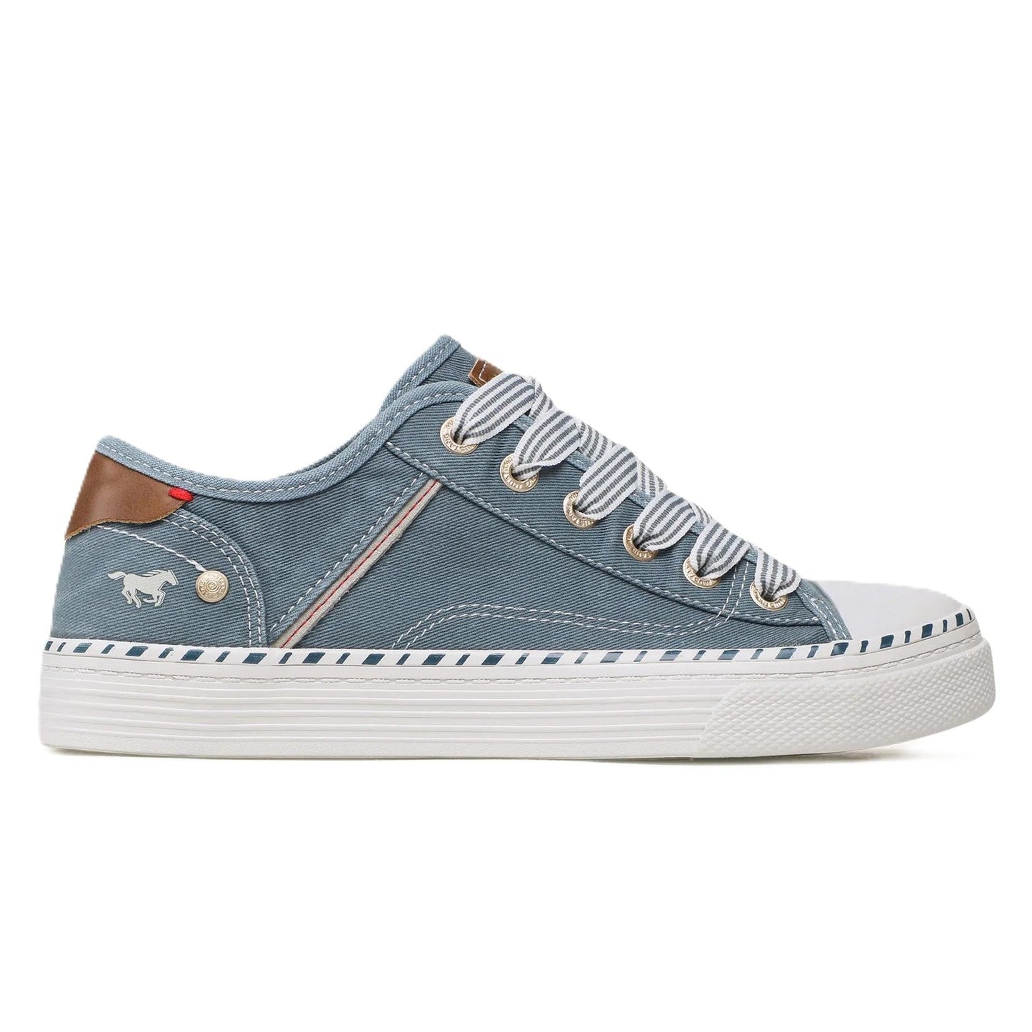 Mustang Alaska 1376-303-807 Women's Lace Up Low Profile Canvas Trainer Sky Blue