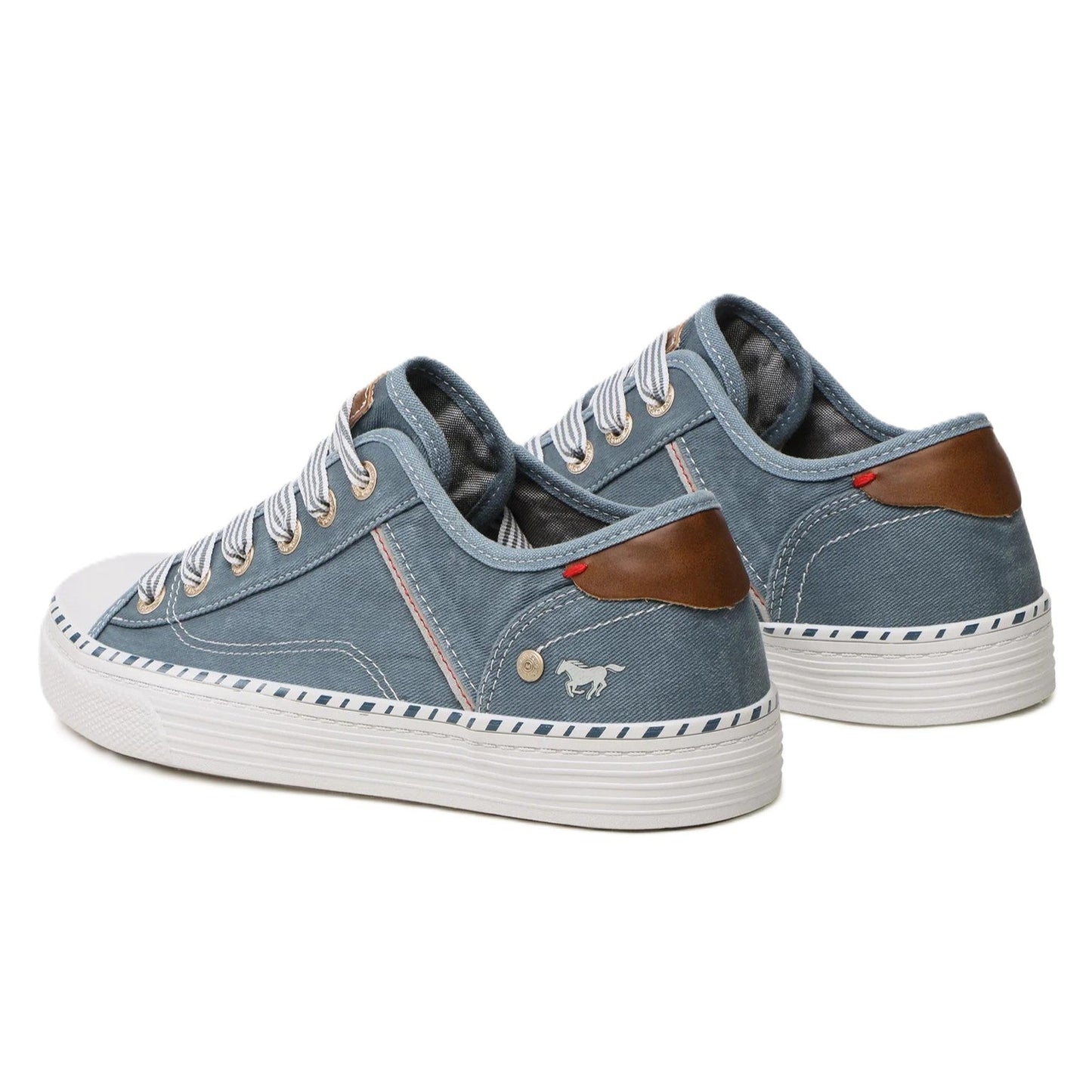 Mustang Alaska 1376-303-807 Women's Lace Up Low Profile Canvas Trainer Sky Blue