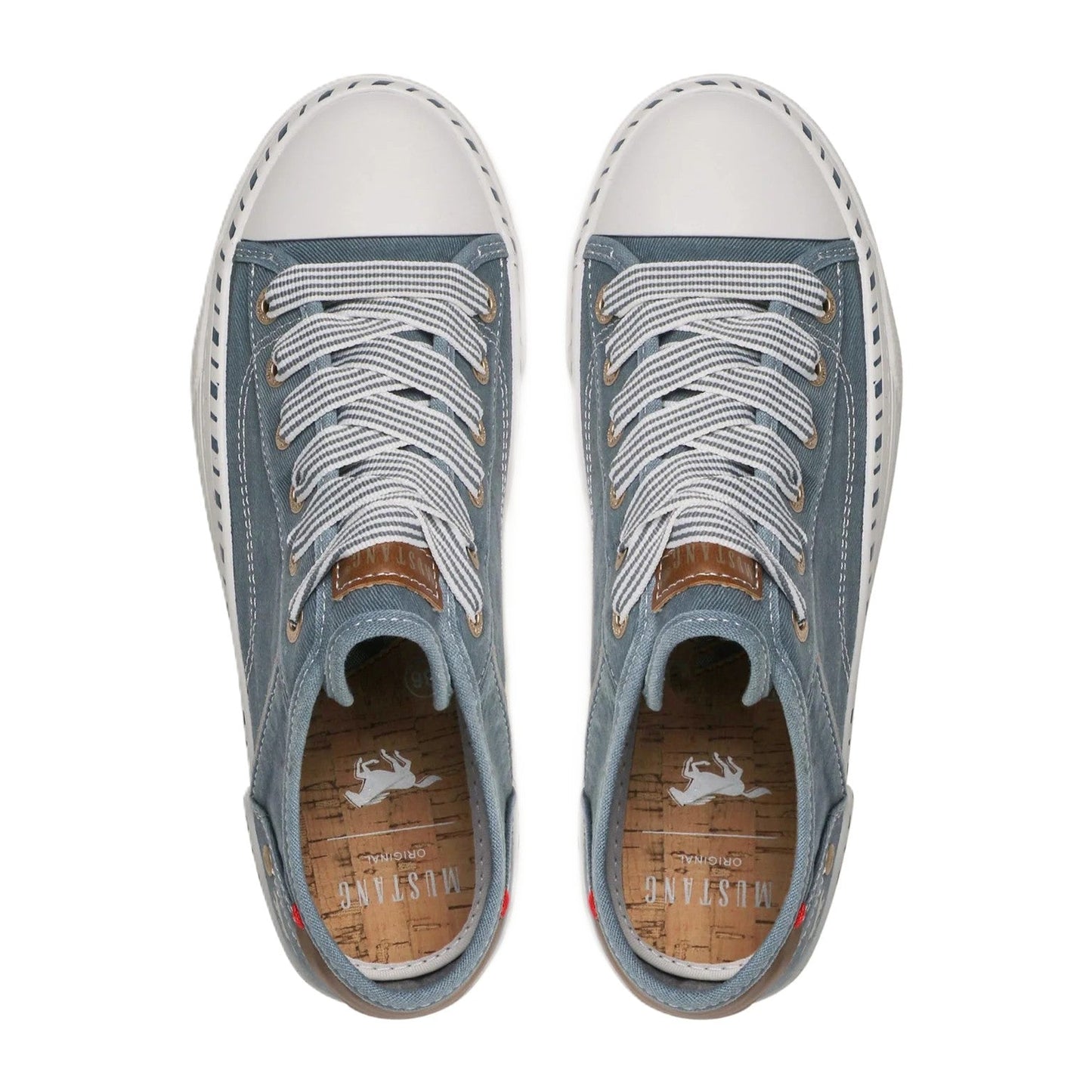 Mustang Alaska 1376-303-807 Women's Lace Up Low Profile Canvas Trainer Sky Blue