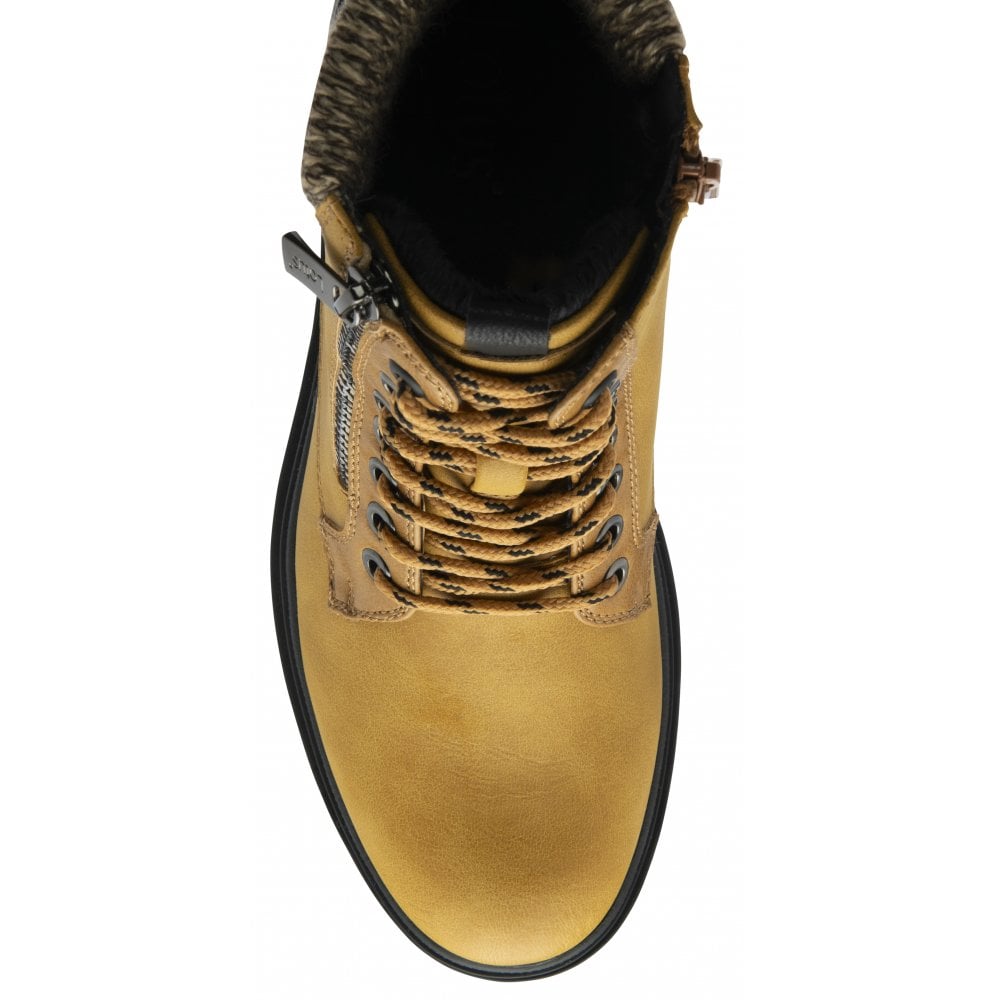 Lotus Saundra Women's Lace Up / Zip Up Ankle Boot Mustard
