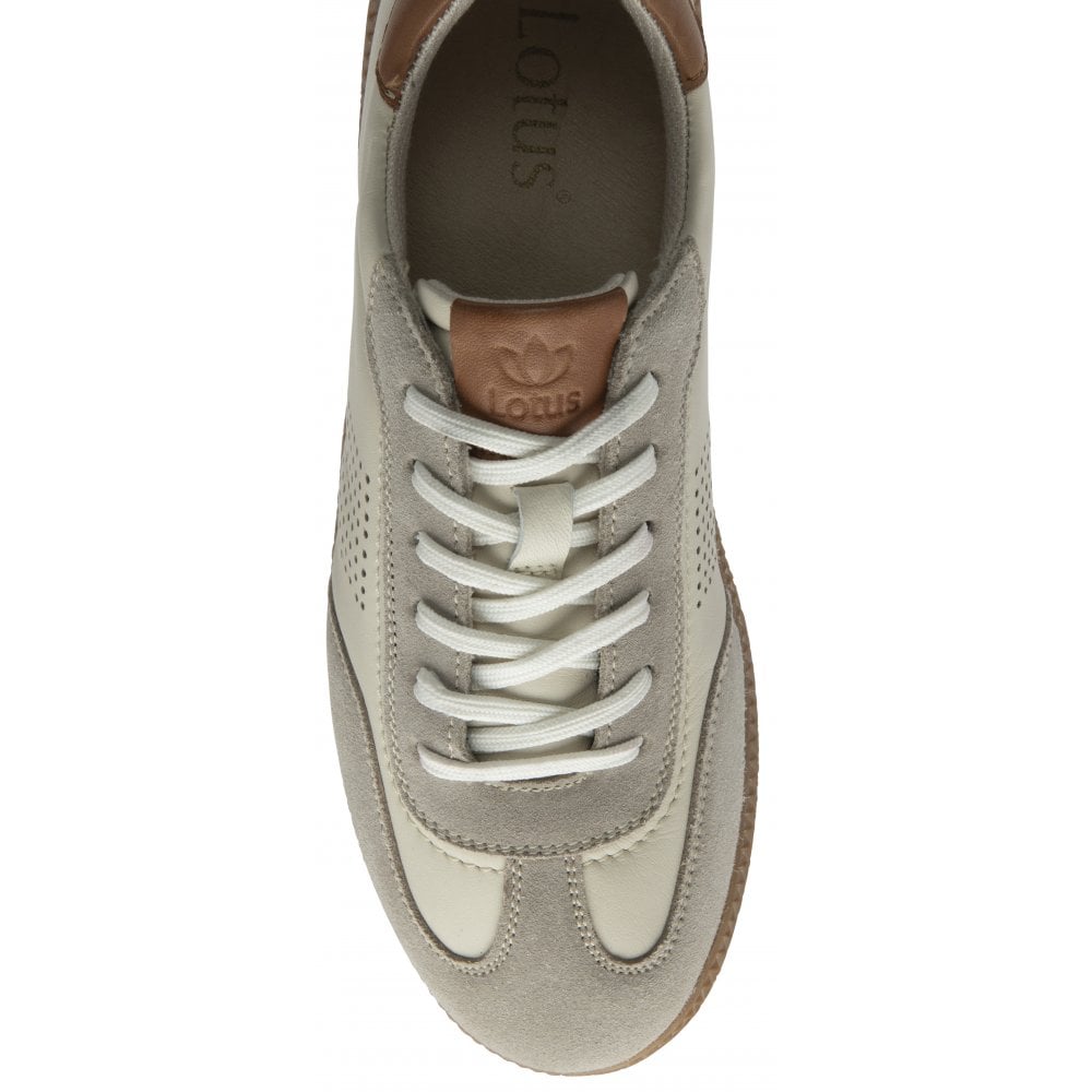 Lotus Frapporta Women's Leather Low Profile Lace Up Trainer Natural/Multi