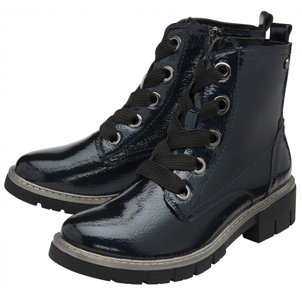 Lotus Jojo Women's Lace / Zip Up Ankle Boot Navy Patent