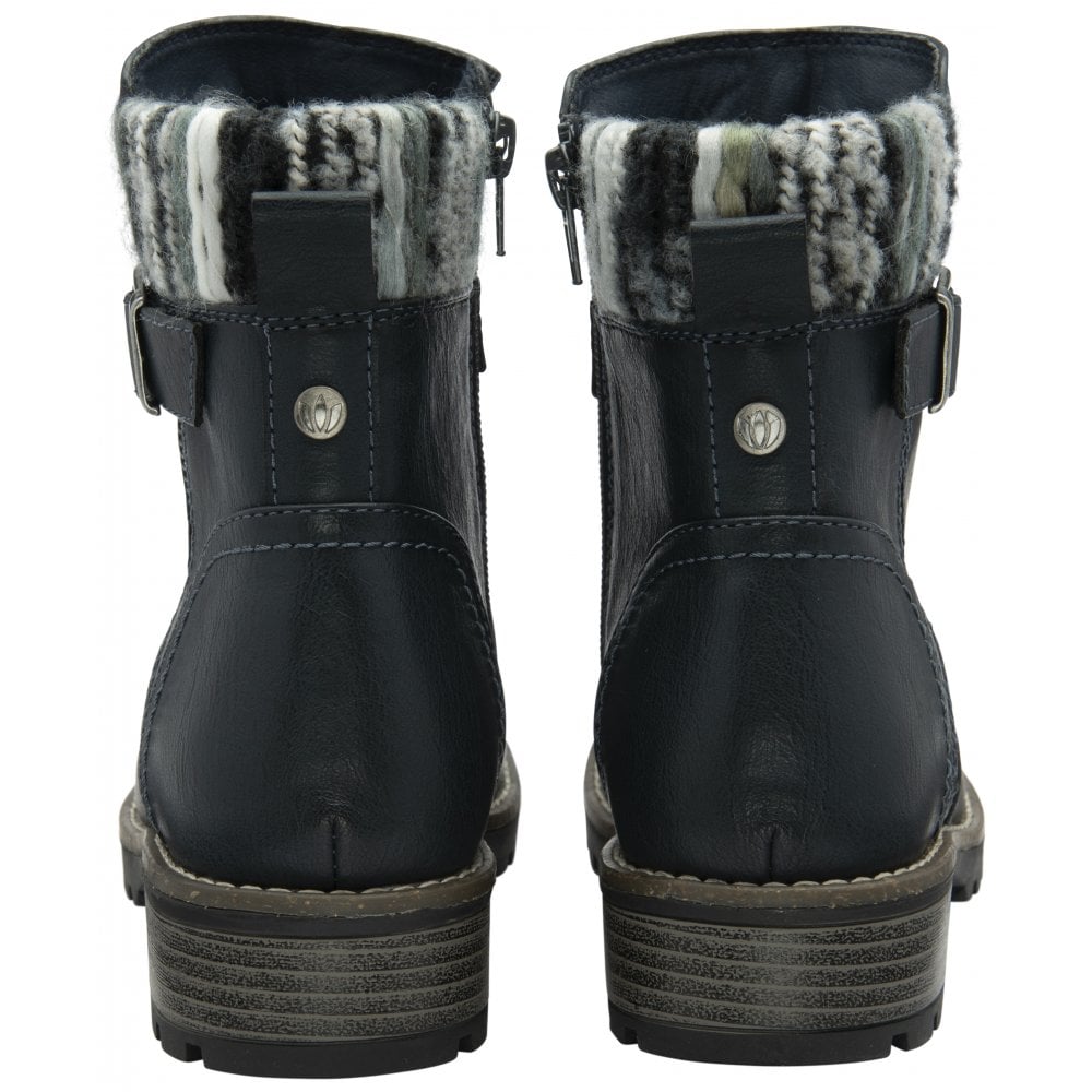 Lotus Triana Women's Zip Up Biker Style Ankle Boot Navy