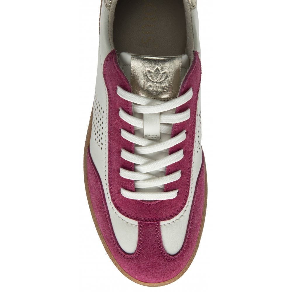 Lotus Frapporta Women's Leather Low Profile Lace Up Trainer Pink/Multi