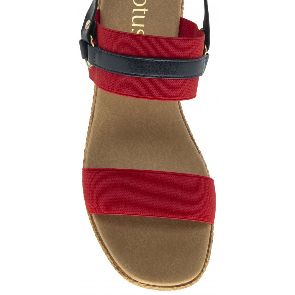 Lotus Lilliana Women's Open Toe Summer Wedge Sandal Red/Navy