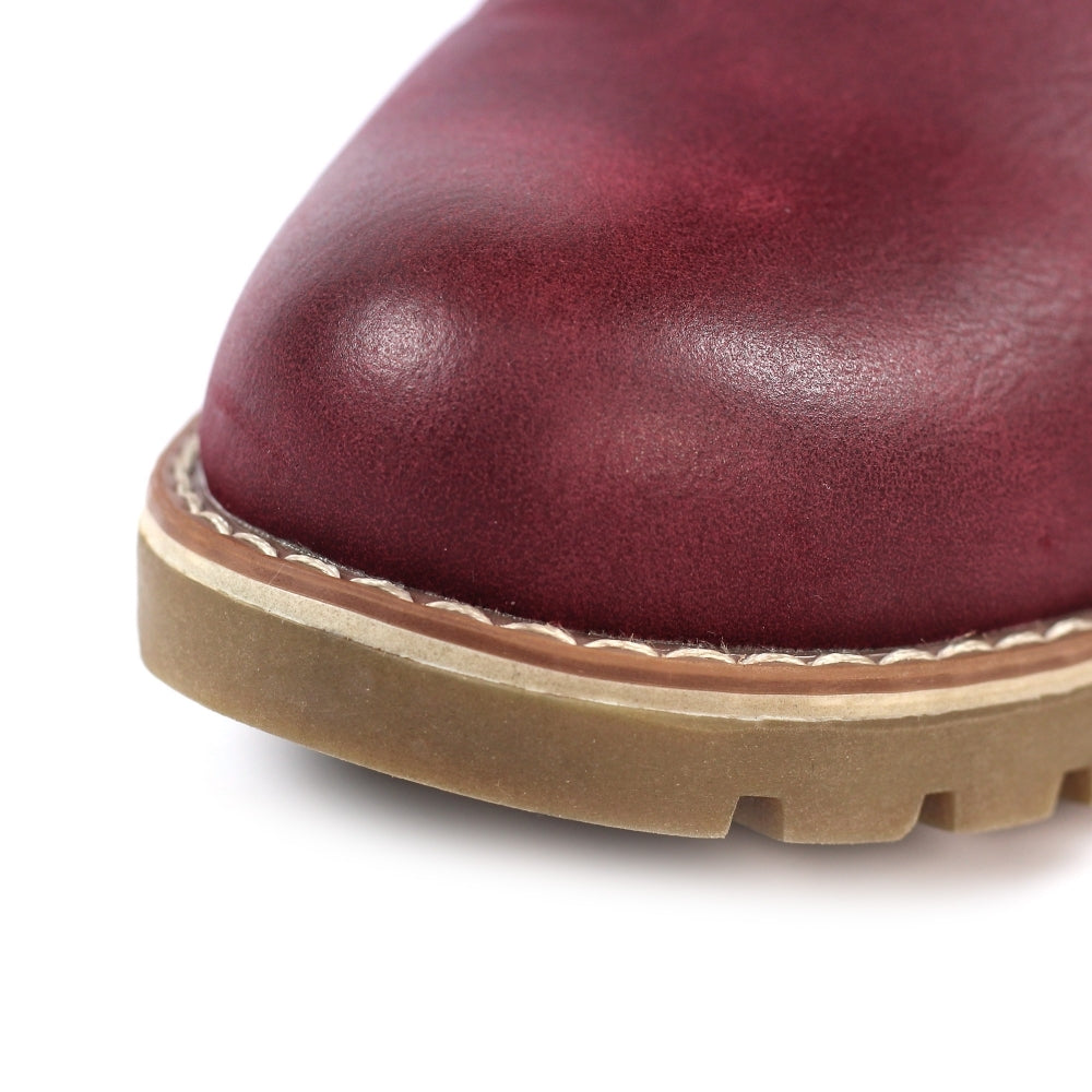 Lunar Tabasco Women's Waterproof Lace Up/Zip Ankle Boot Burgundy