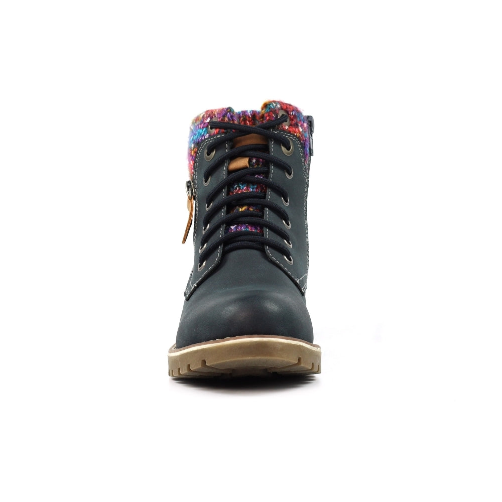 Lunar Tabasco Women's Waterproof Lace Up/Zip Ankle Boot Navy