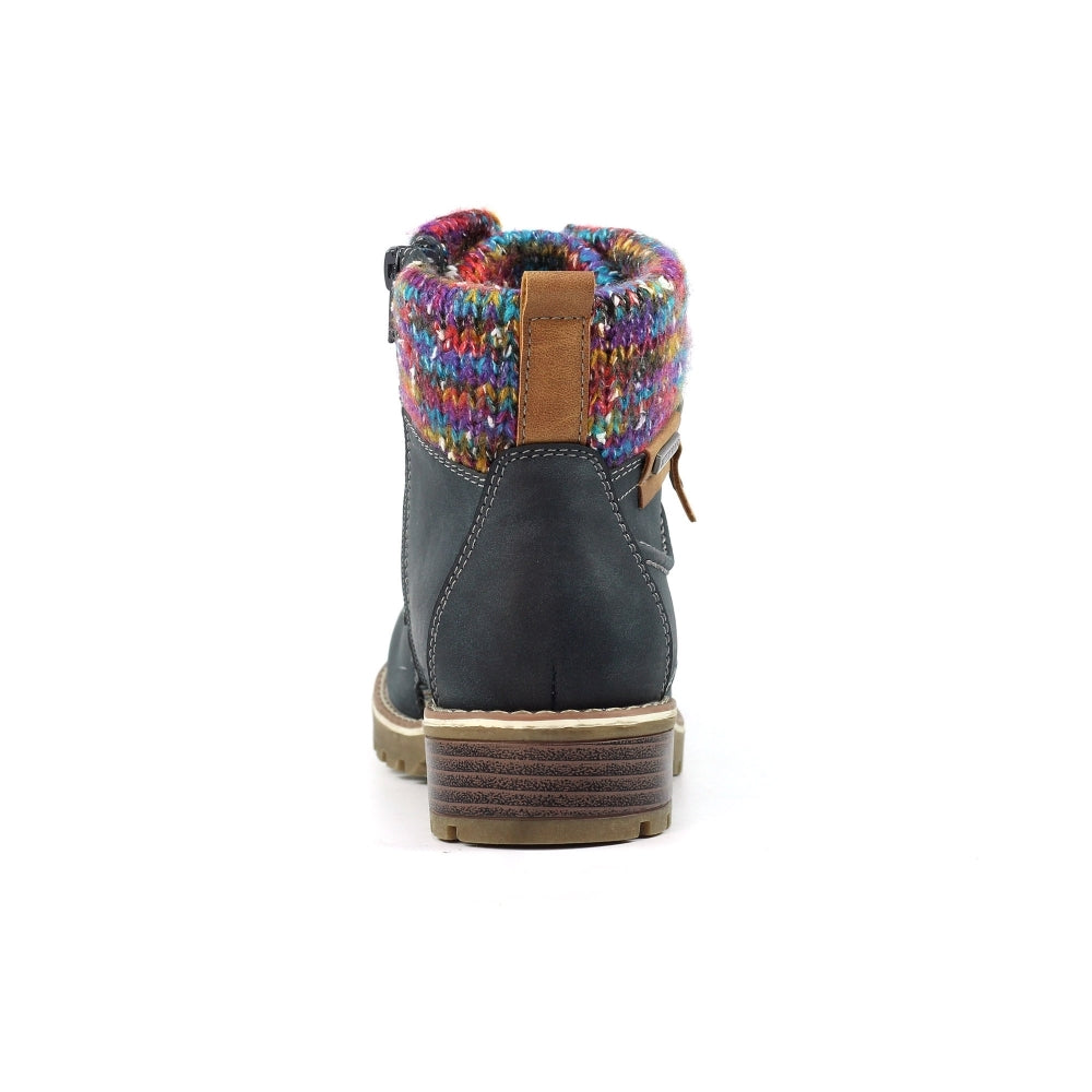 Lunar Tabasco Women's Waterproof Lace Up/Zip Ankle Boot Navy