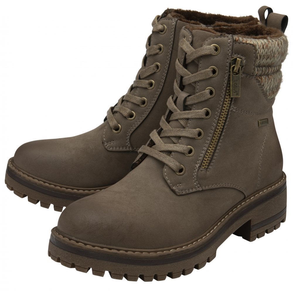 Lotus Stefani Women's Lace Up / Zip Up Ankle Boot Taupe