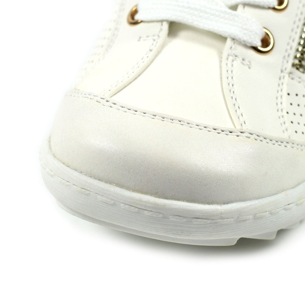 Lunar Tori Women's Lace Up Panelled Trainer White