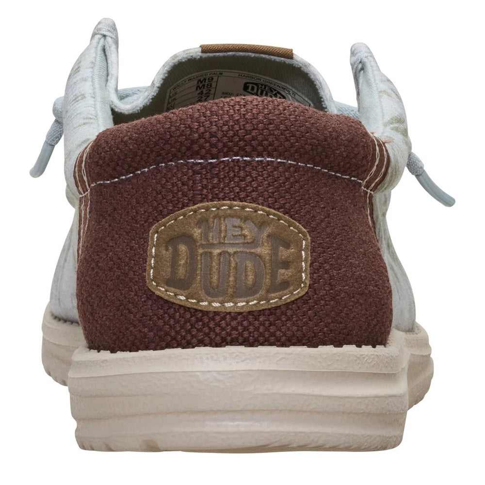 Hey Dude Wally Washed Palm Men's Slip On Casual Shoe Harbour Green / Multi