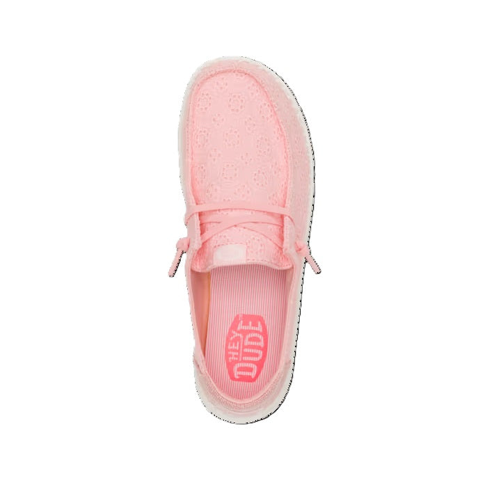 Hey Dude Wendy Eyelet Women's Slip On Casual Shoe Pale Pink