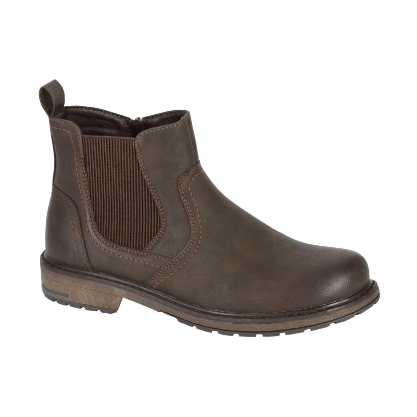 Route 21 Men's Zip Up Gusset Dealer Boot Dark Brown