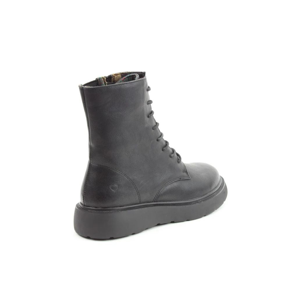 Heavenly Feet Fern Women's 8 Eye Lace Up/Zip Up Lite Sole Ankle Boot Black VEGAN FRIENDLY