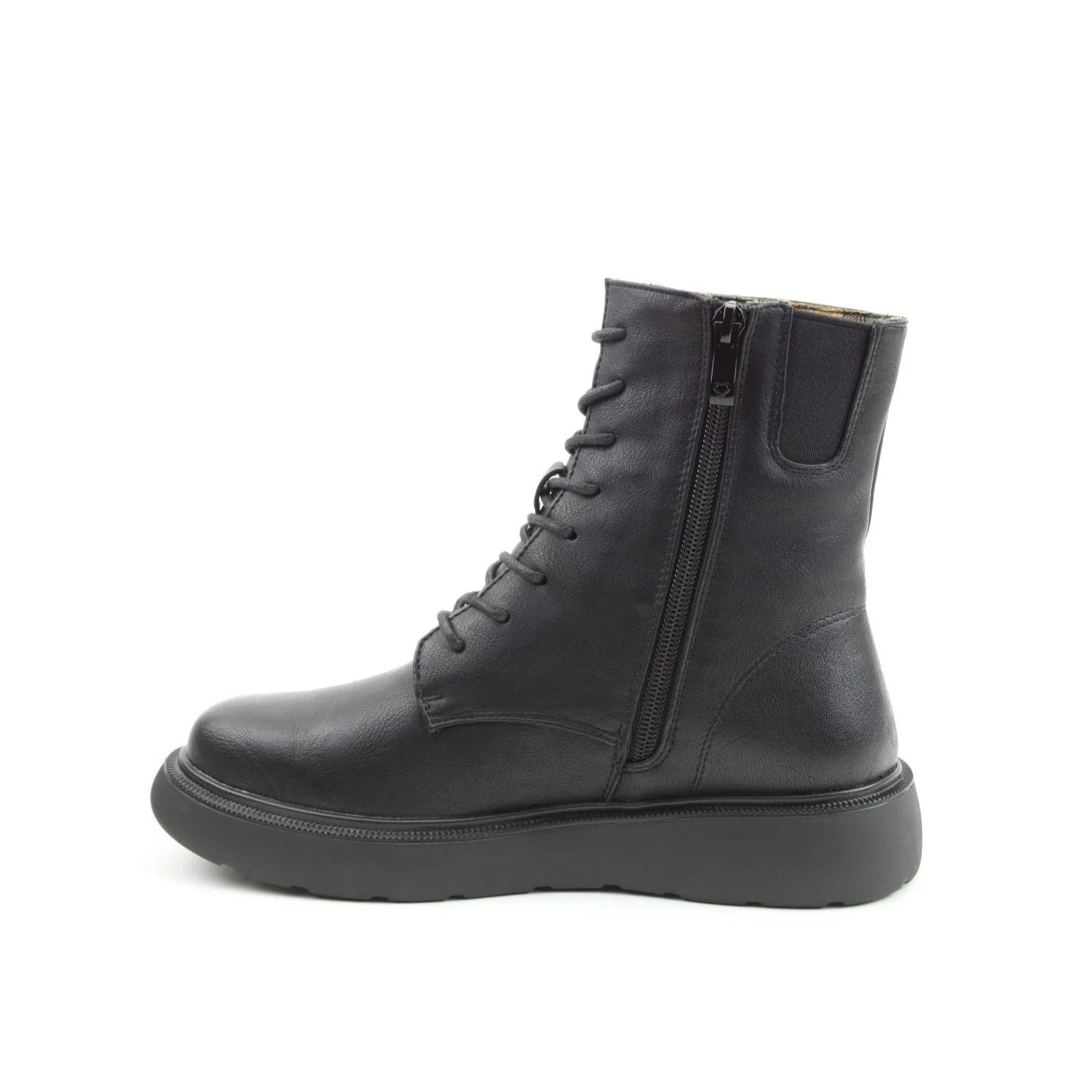 Heavenly Feet Fern Women's 8 Eye Lace Up/Zip Up Lite Sole Ankle Boot Black VEGAN FRIENDLY