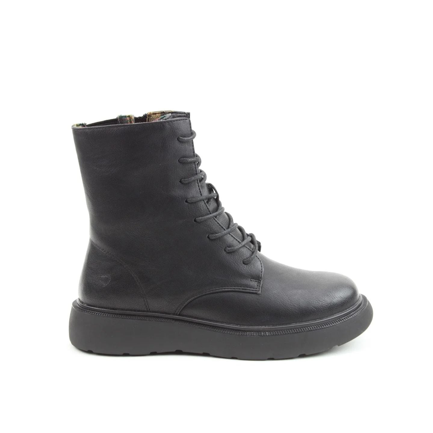 Heavenly Feet Fern Women's 8 Eye Lace Up/Zip Up Lite Sole Ankle Boot Black VEGAN FRIENDLY