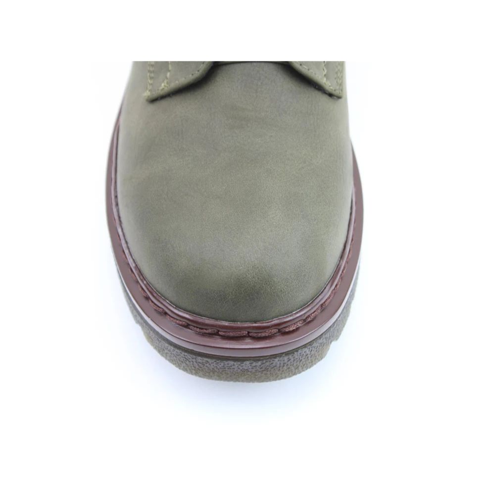 Heavenly Feet Justina2 NBK Women's 8 Eye Lace Up/Zip Up Ankle Boot Khaki VEGAN FRIENDLY