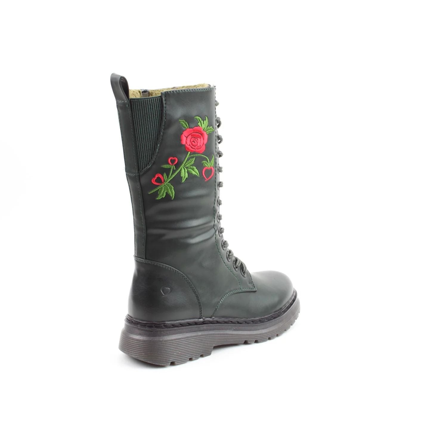 Heavenly Feet Avena2 Women's Lace Up / Zip Up Mid Calf Biker Style Boot Forest Rose