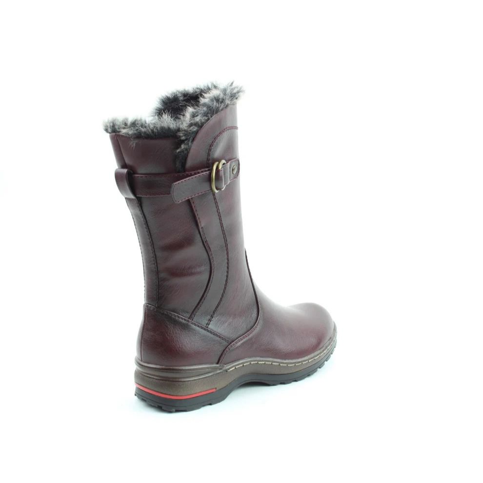 Heavenly Feet Bramble1 Women's Relaxed Mid Calf Boot Burgundy VEGAN FRIENDLY