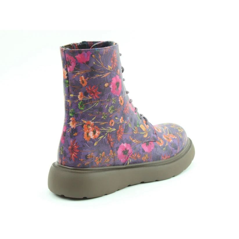 Heavenly Feet Fern Poppy Women's 8 Eye Lace Up/Zip Up Lite Sole Ankle Boot Purple VEGAN FRIENDLY