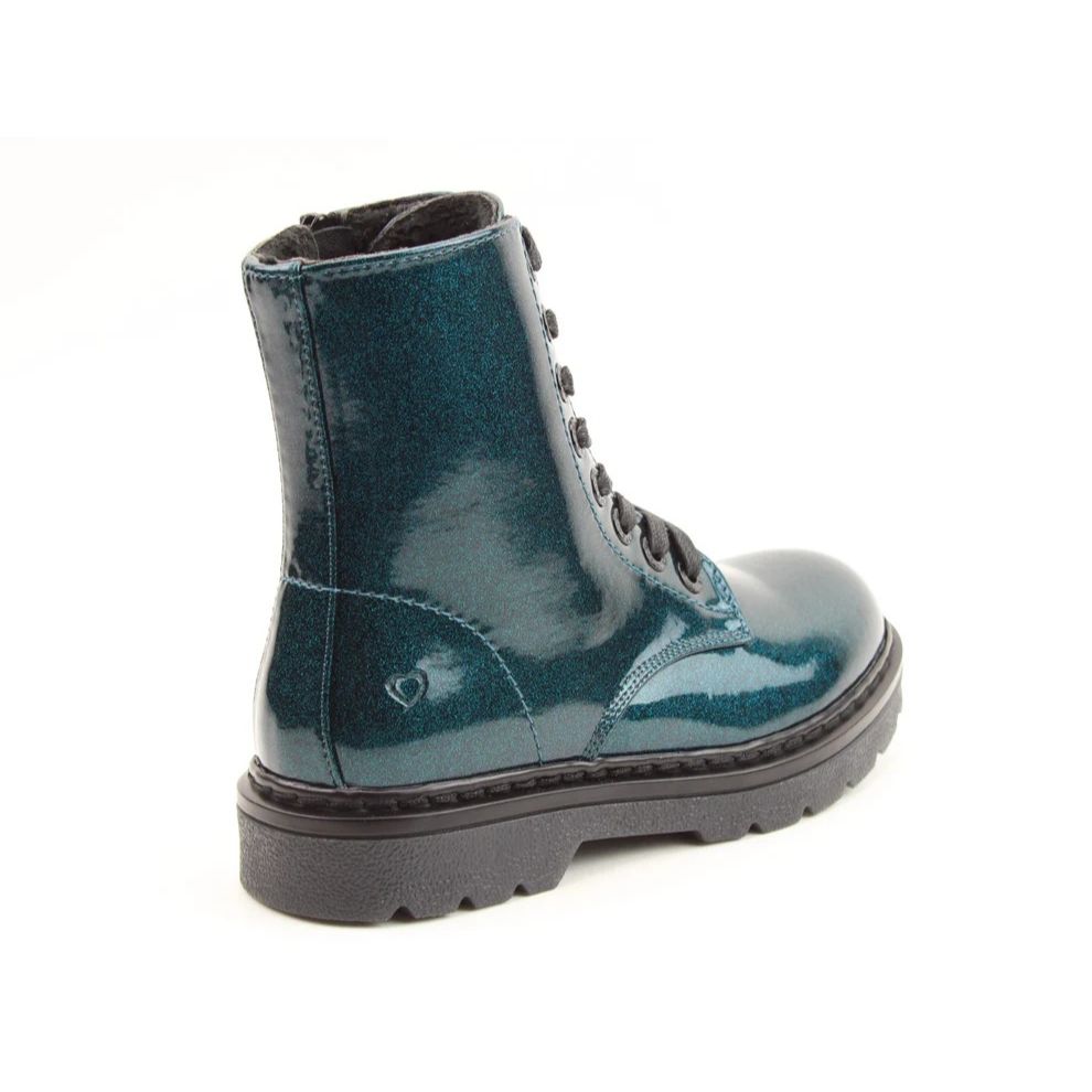 Heavenly Feet Justina2 Women's 8 Eye Lace Up/Zip Up Ankle Boot Ocean Glitter VEGAN FRIENDLY