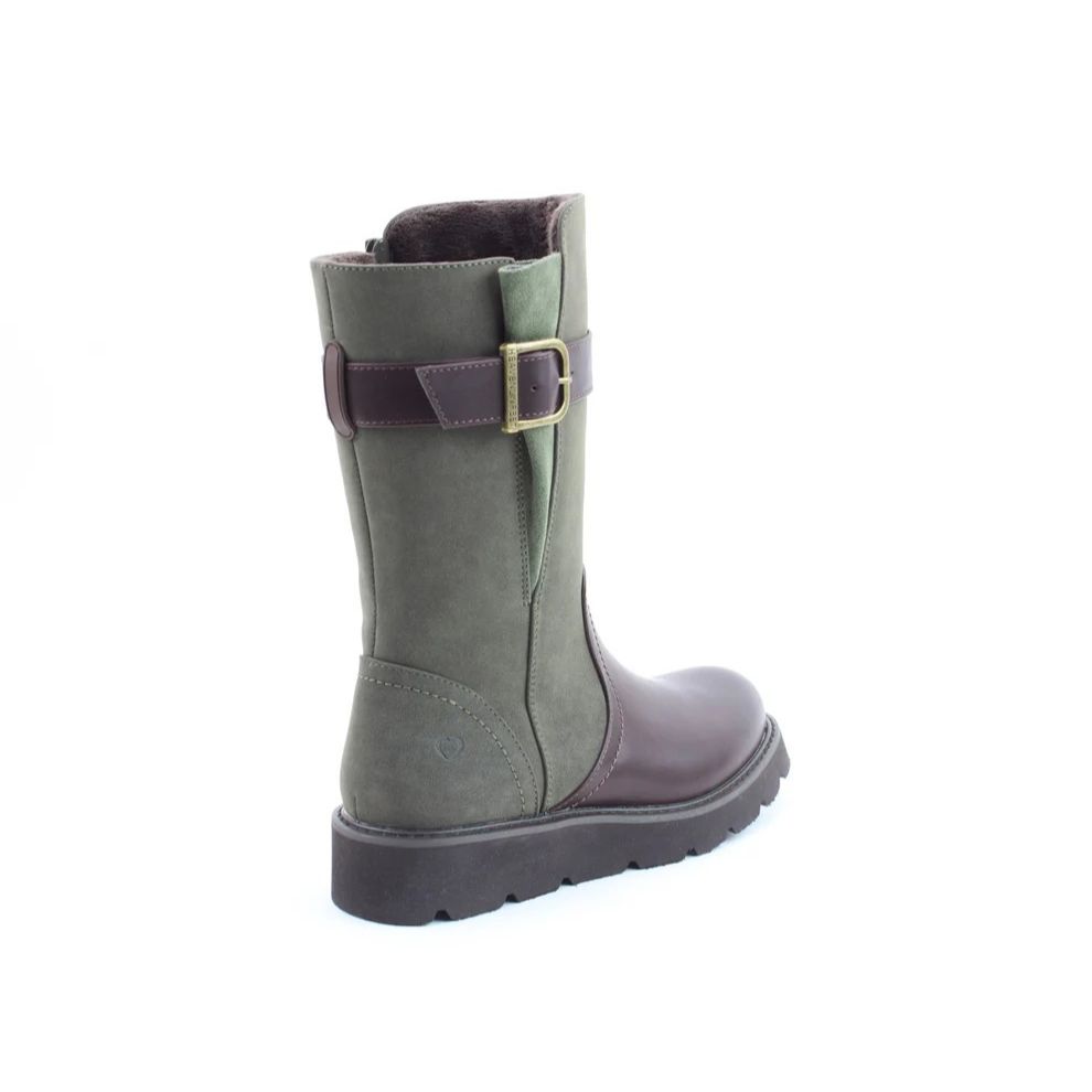 Heavenly Feet Kin Combo Women's Zip Up Mid Calf Biker Style Lightweight Boot Chocolate/Khaki