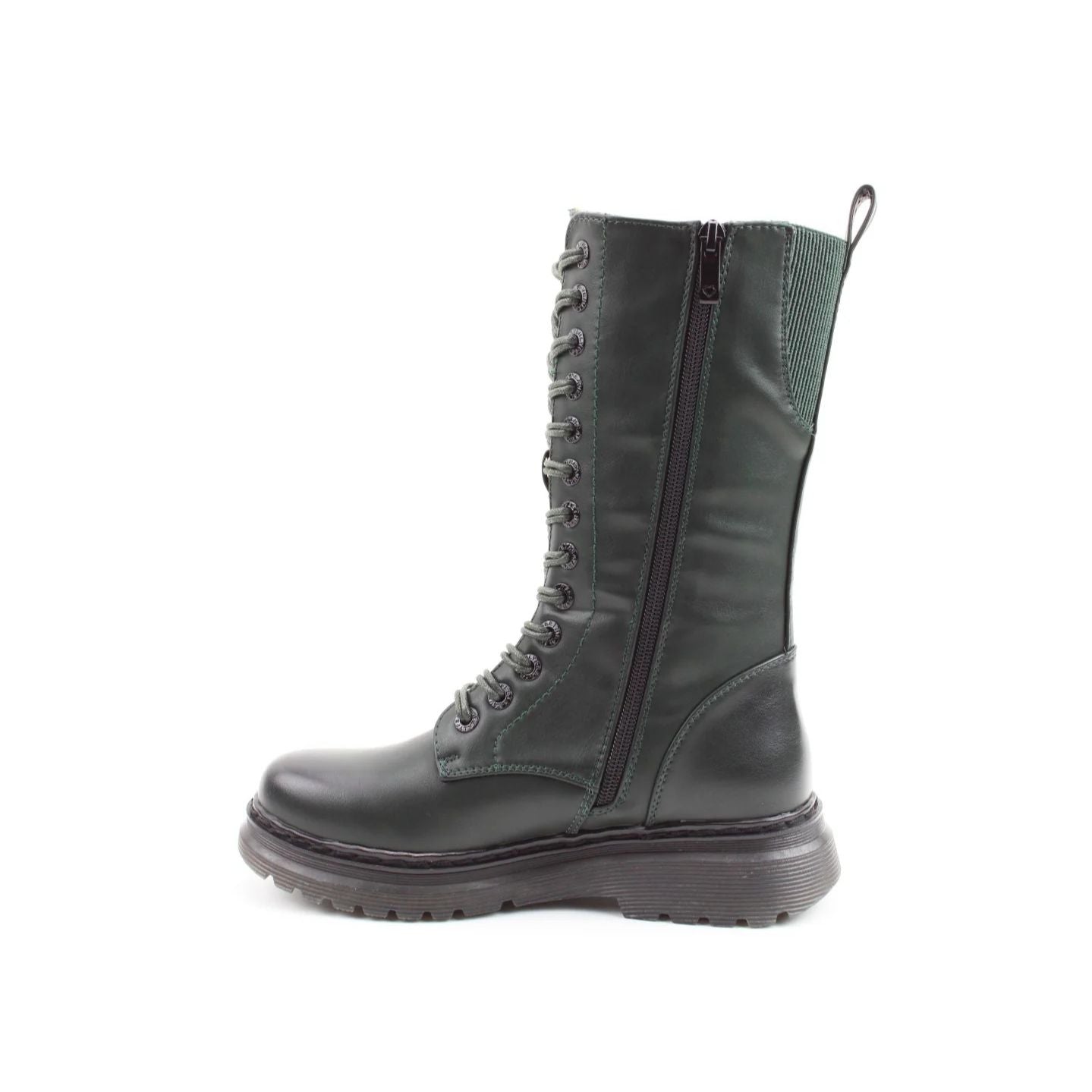 Heavenly Feet Avena2 Women's Lace Up / Zip Up Mid Calf Biker Style Boot Forest Rose
