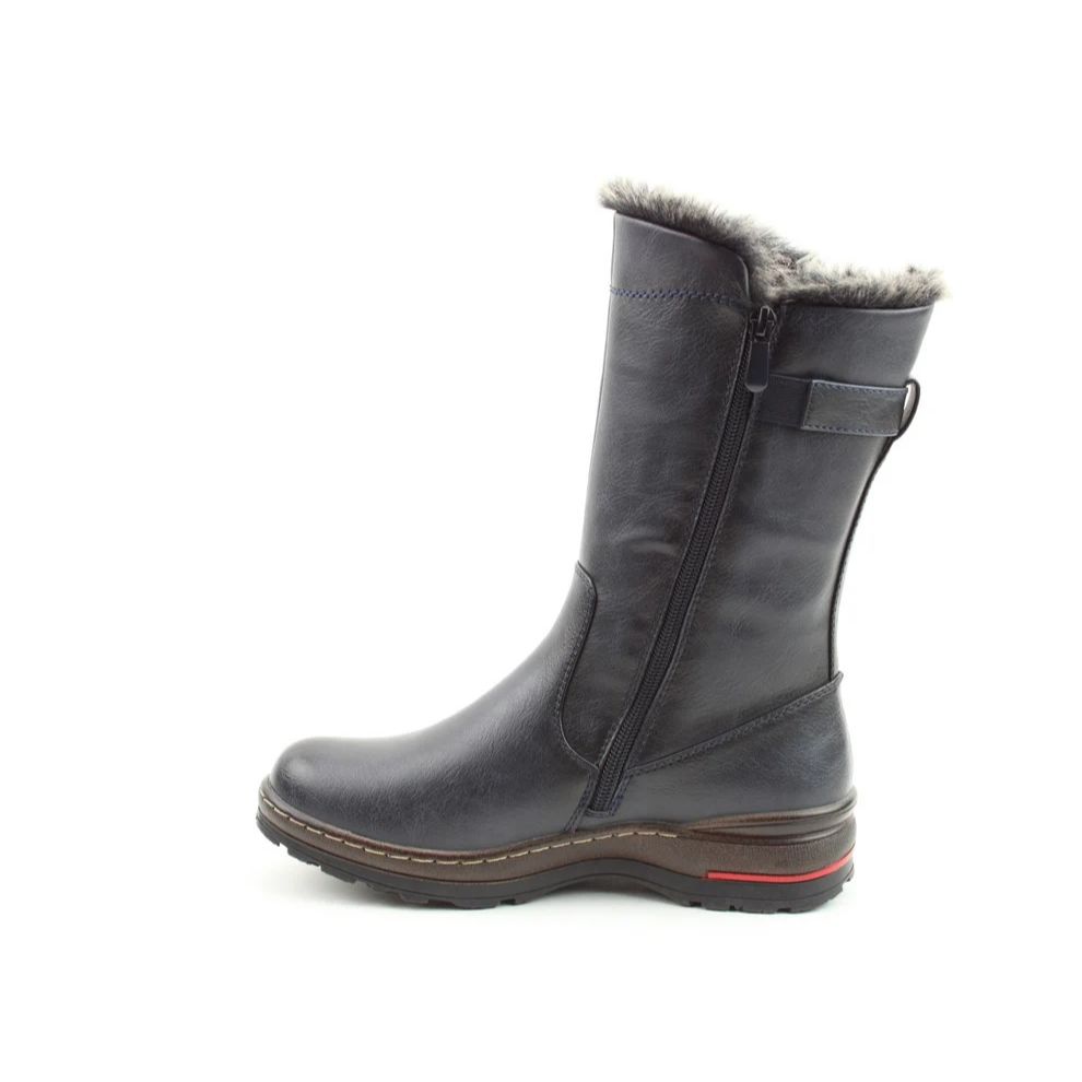Heavenly Feet Bramble1 Women's Relaxed Mid Calf Boot Navy VEGAN FRIENDLY
