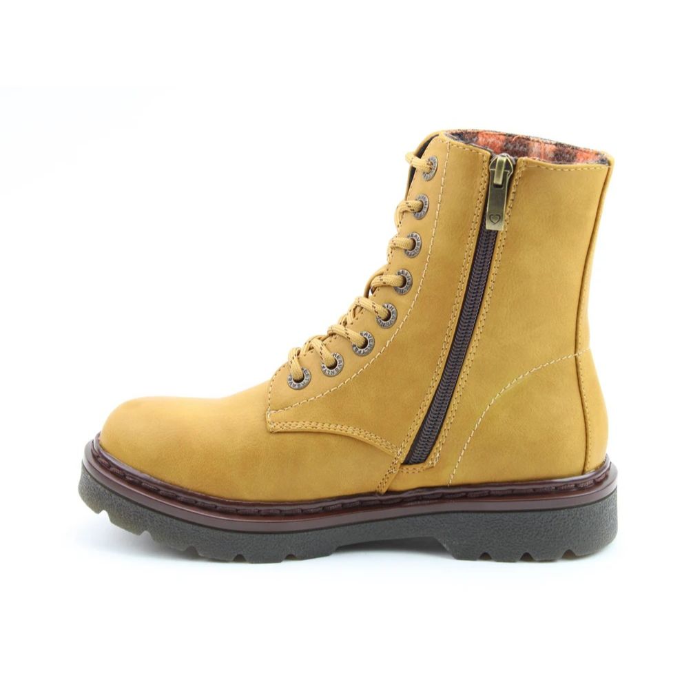 Heavenly Feet Justina2 NBK Women's 8 Eye Lace Up/Zip Up Ankle Boot Camel VEGAN FRIENDLY