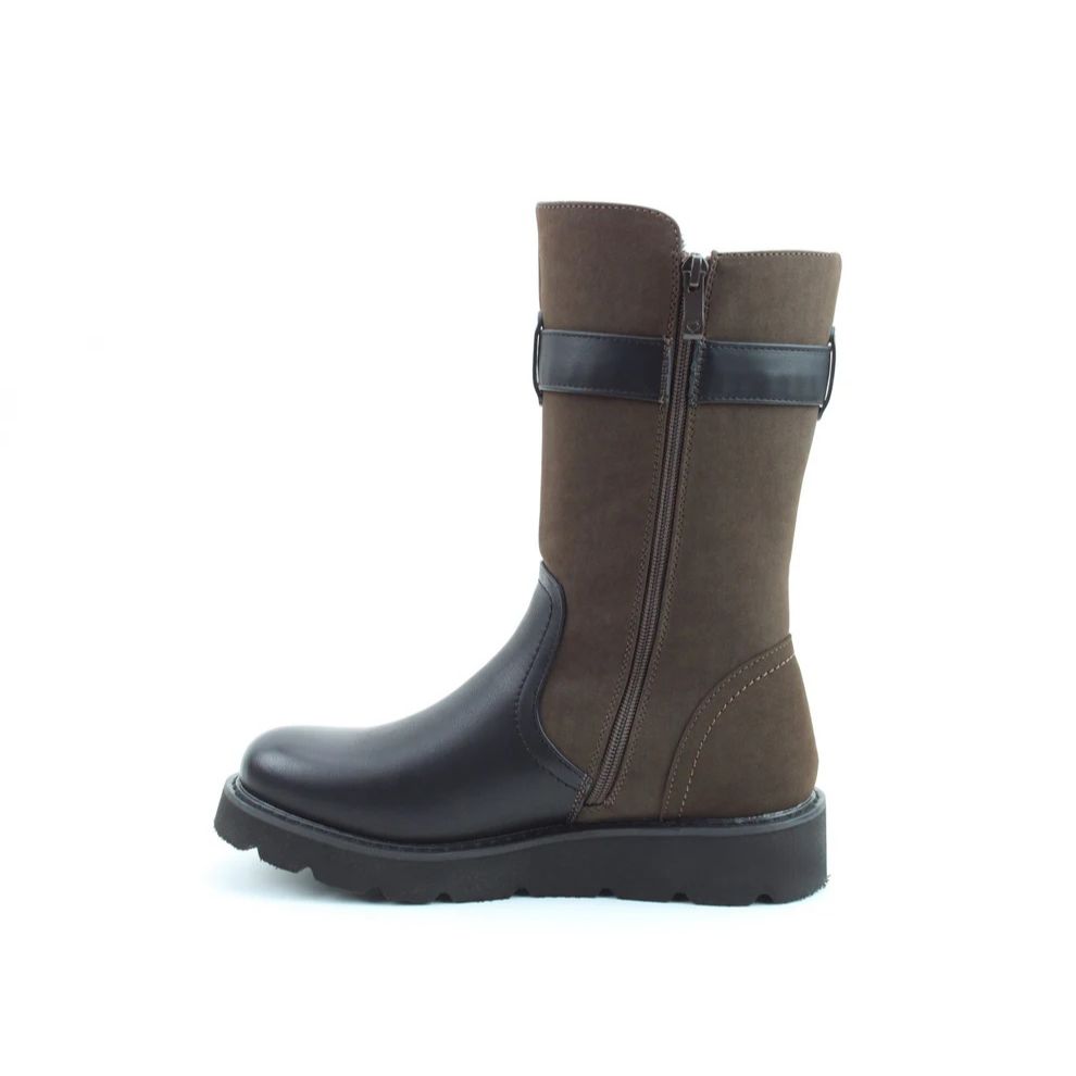 Heavenly Feet Kin Combo Women's Zip Up Mid Calf Biker Style Lightweight Boot Black/Chocolate