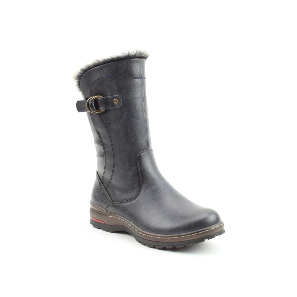 Heavenly Feet Bramble1 Women's Relaxed Mid Calf Boot Navy VEGAN FRIENDLY