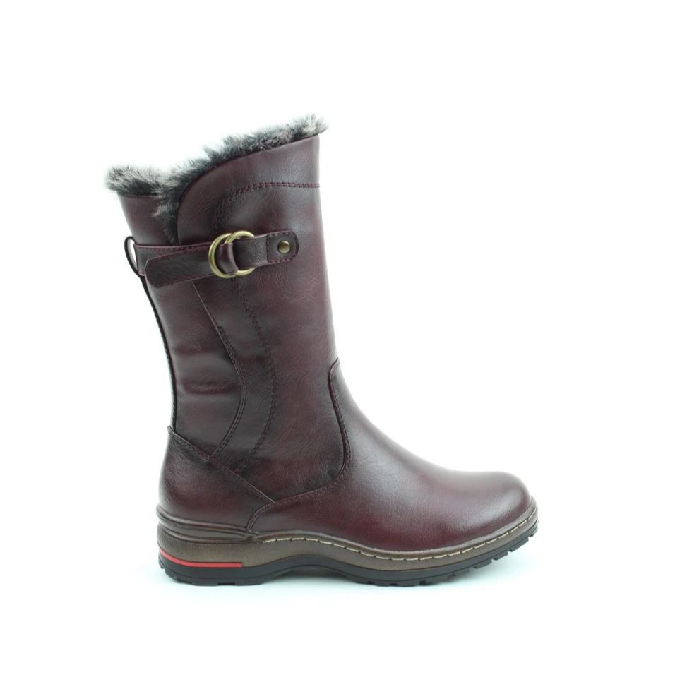 Heavenly Feet Bramble1 Women's Relaxed Mid Calf Boot Burgundy VEGAN FRIENDLY