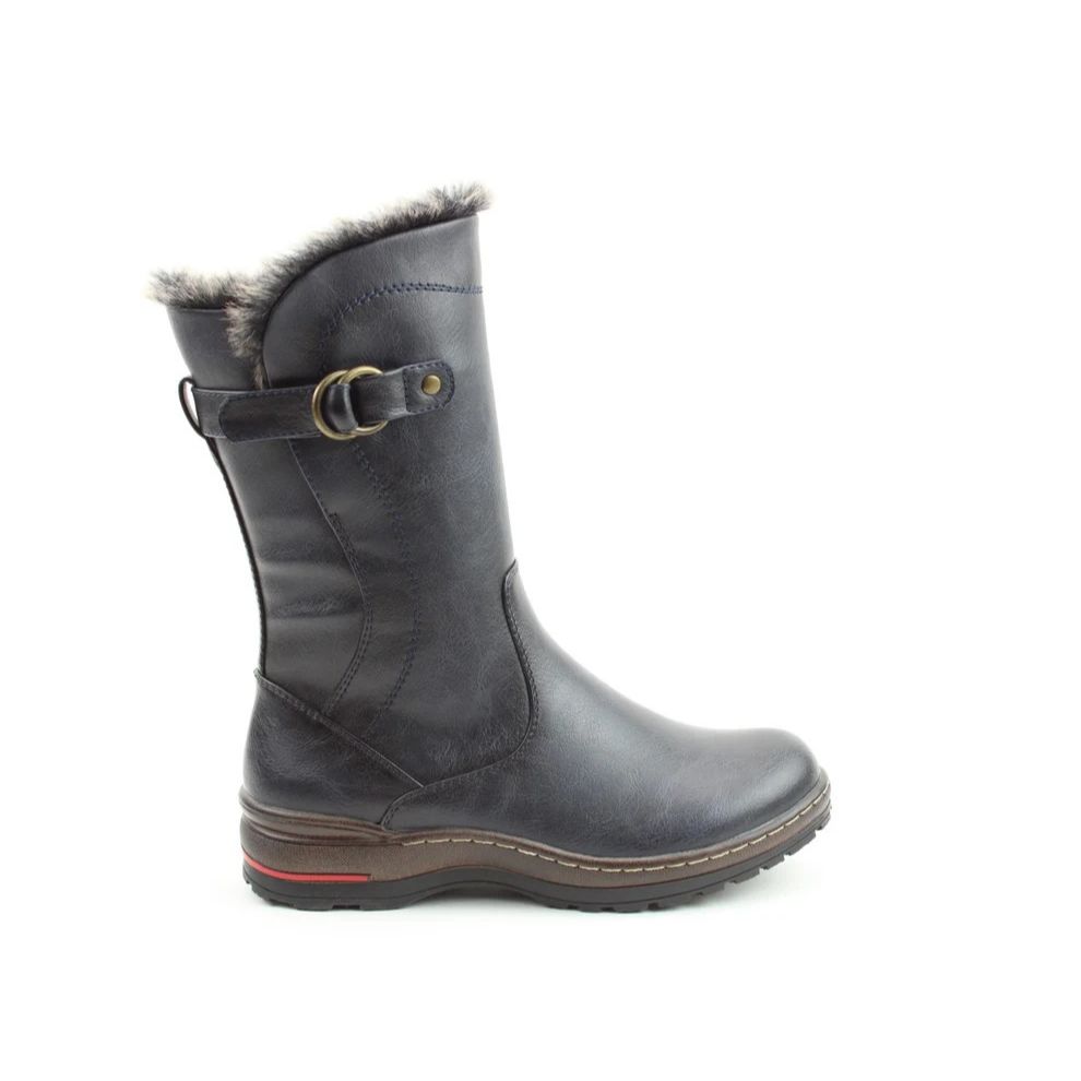 Heavenly Feet Bramble1 Women's Relaxed Mid Calf Boot Navy VEGAN FRIENDLY