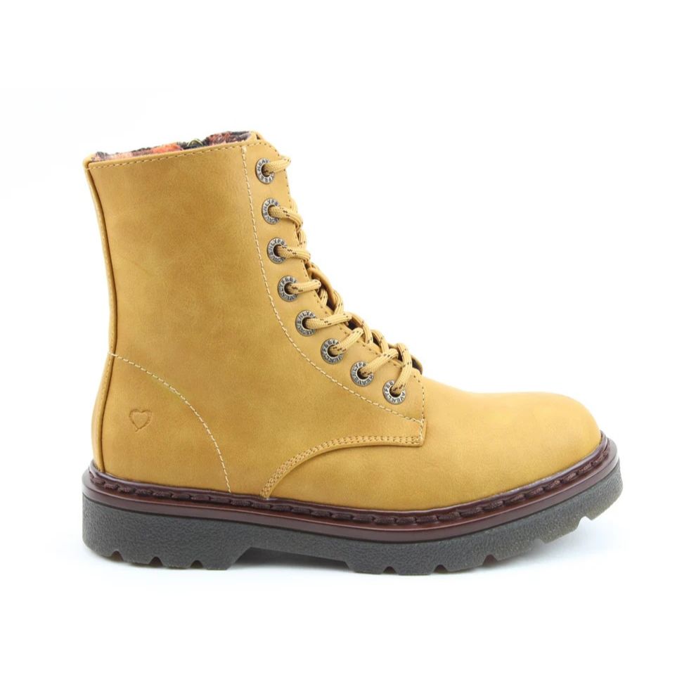 Heavenly Feet Justina2 NBK Women's 8 Eye Lace Up/Zip Up Ankle Boot Camel VEGAN FRIENDLY