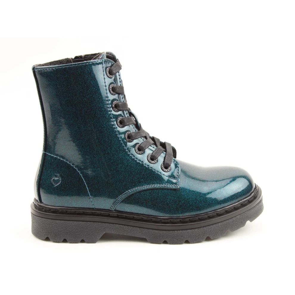 Heavenly Feet Justina2 Women's 8 Eye Lace Up/Zip Up Ankle Boot Ocean Glitter VEGAN FRIENDLY